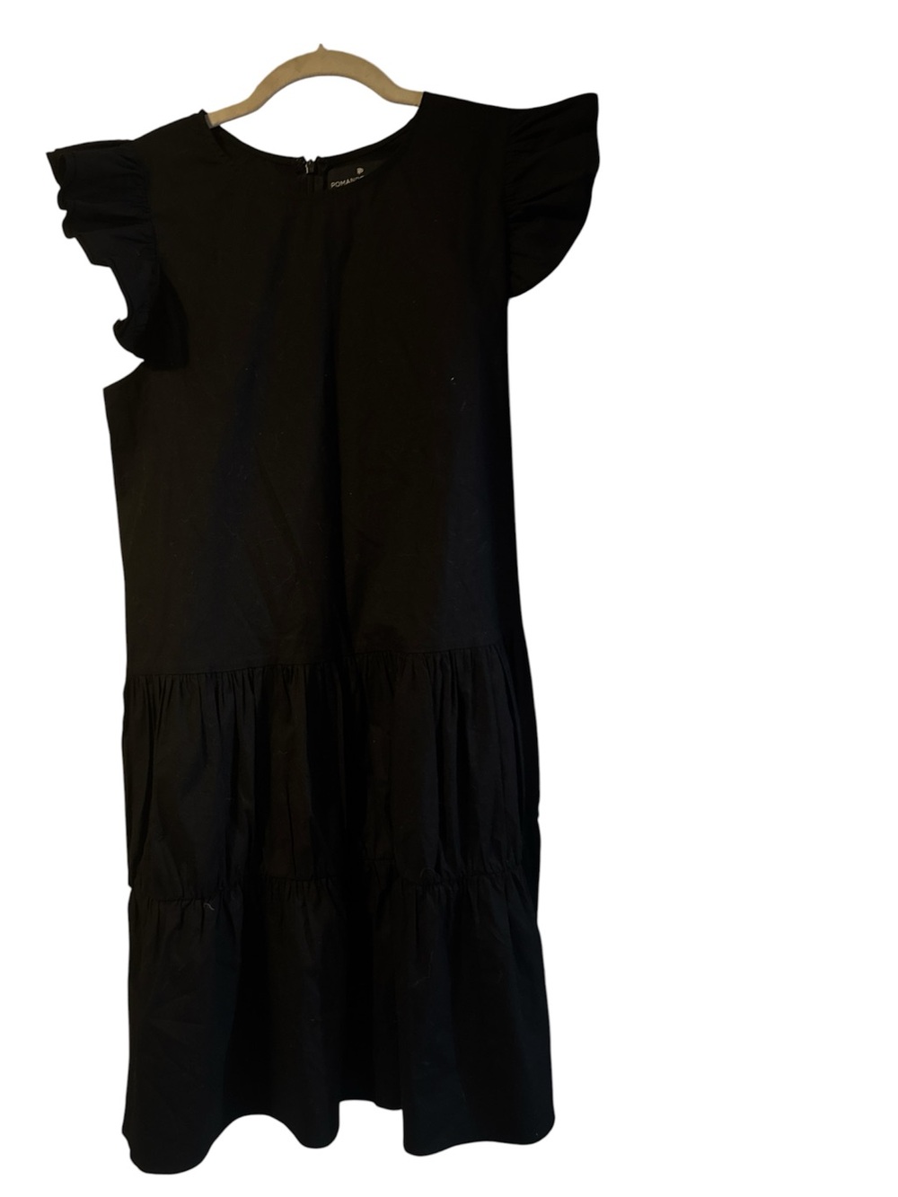 Pomander Place Black Tiered Ruffle-Sleeve Midi Dress